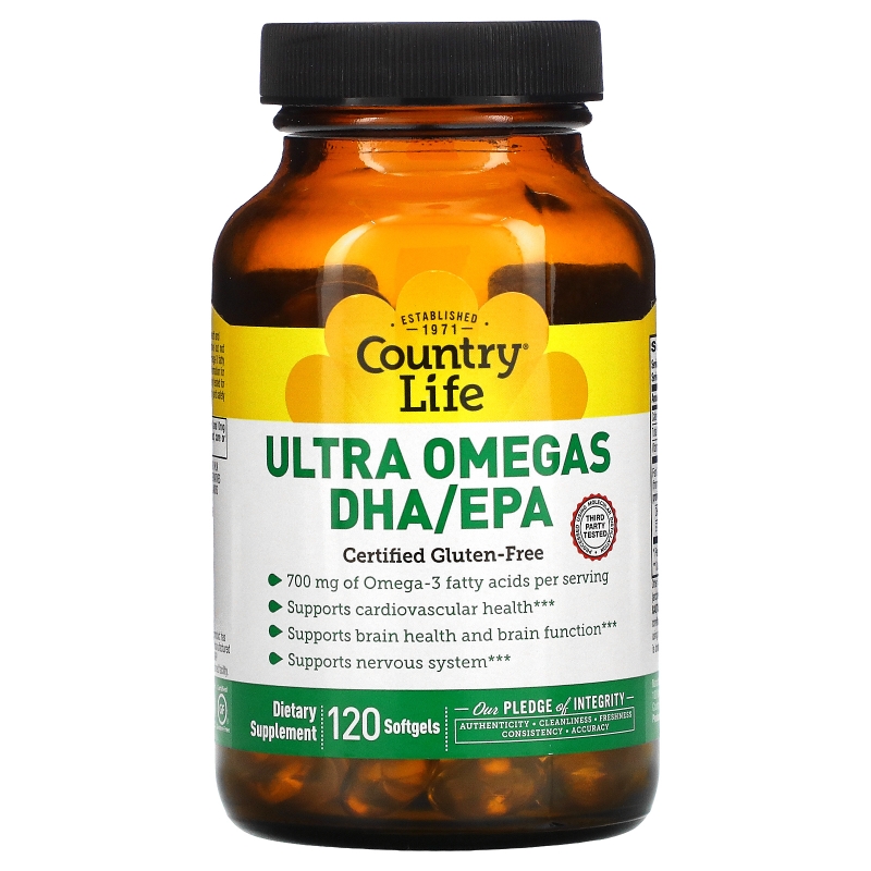 Country Life, Ultra Omegas DHA / EPA (ДГК / ЭПК), 120 желатиновых капсул