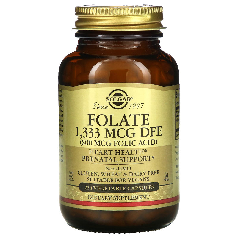 Solgar, Folic Acid, 800 mcg, 250 Vegetable Capsules