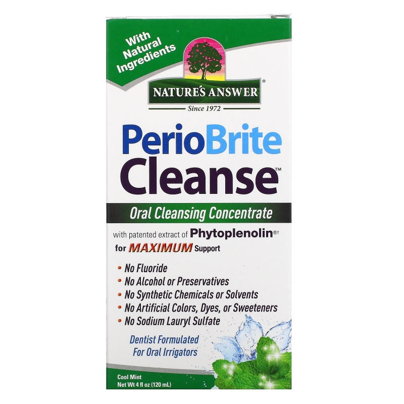 Nature's Answer, PerioBrite Cleanse, концентрат для полоскания рта, мята, 120 мл (4 жидкие унции)