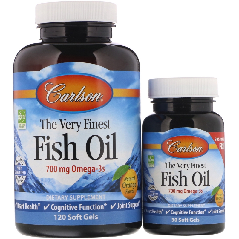 Carlson Labs, The Very Finest Fish Oil, натуральный апельсиновый вкус, 120 + 30 бесплатных мягких капсул