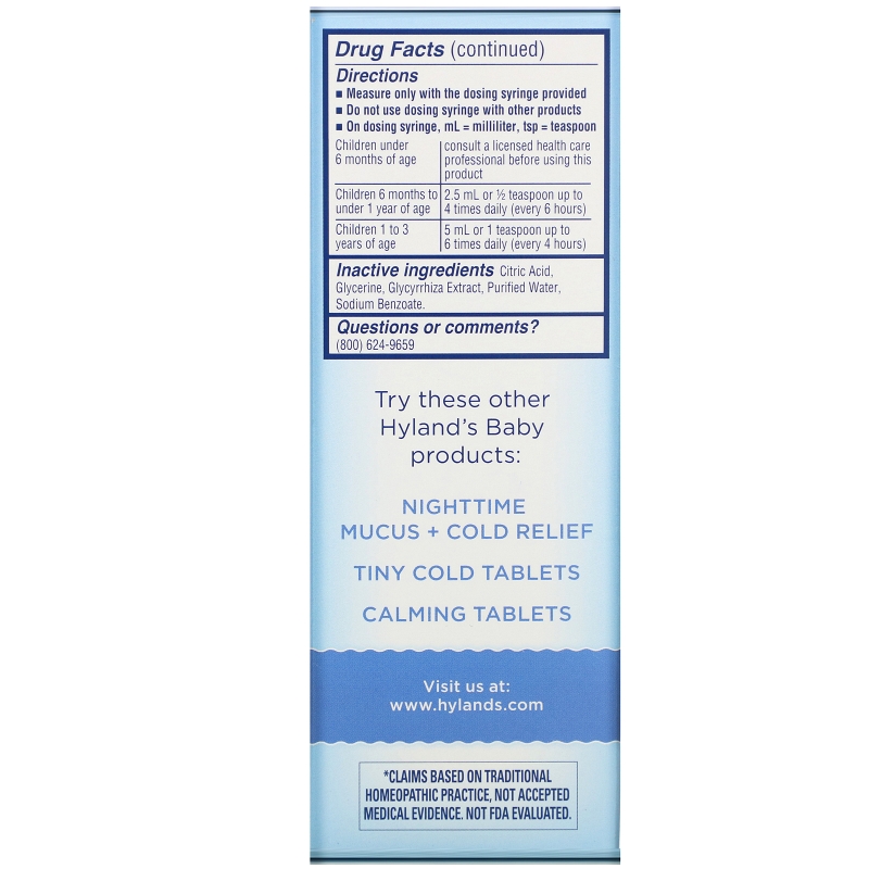 Hyland's, Baby, Mucus + Cold Relief Day Time, Ages 6 Months +, 4 fl oz (118 ml)