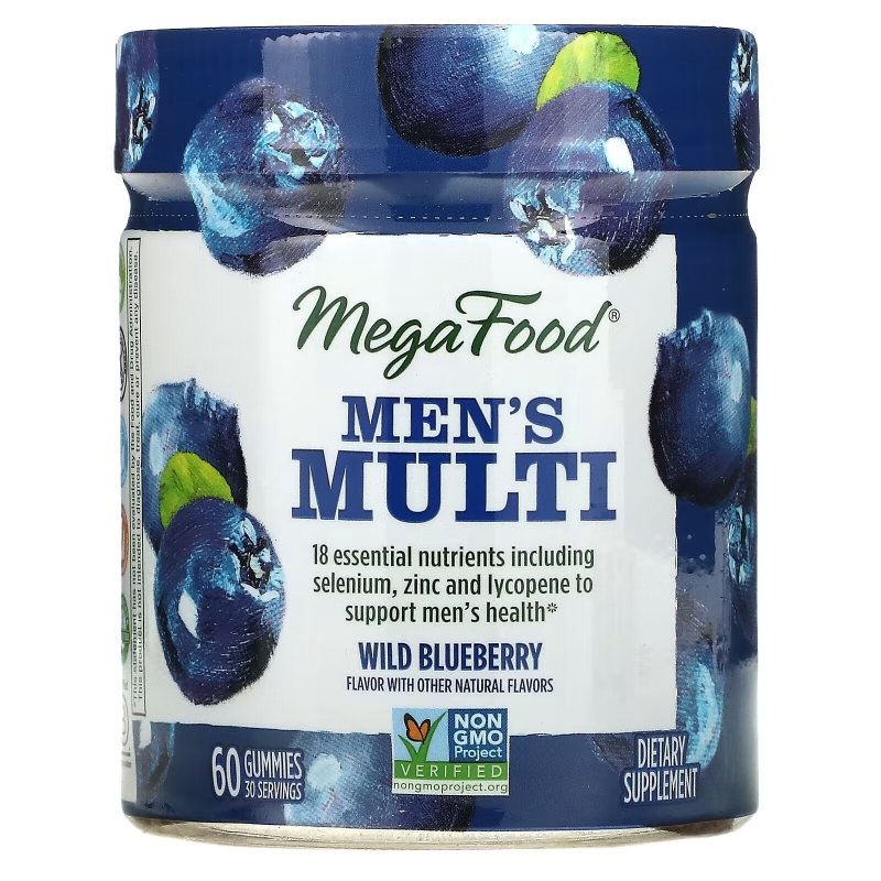 MegaFood, Men's Multi, Wild Blueberry, 60 Gummies