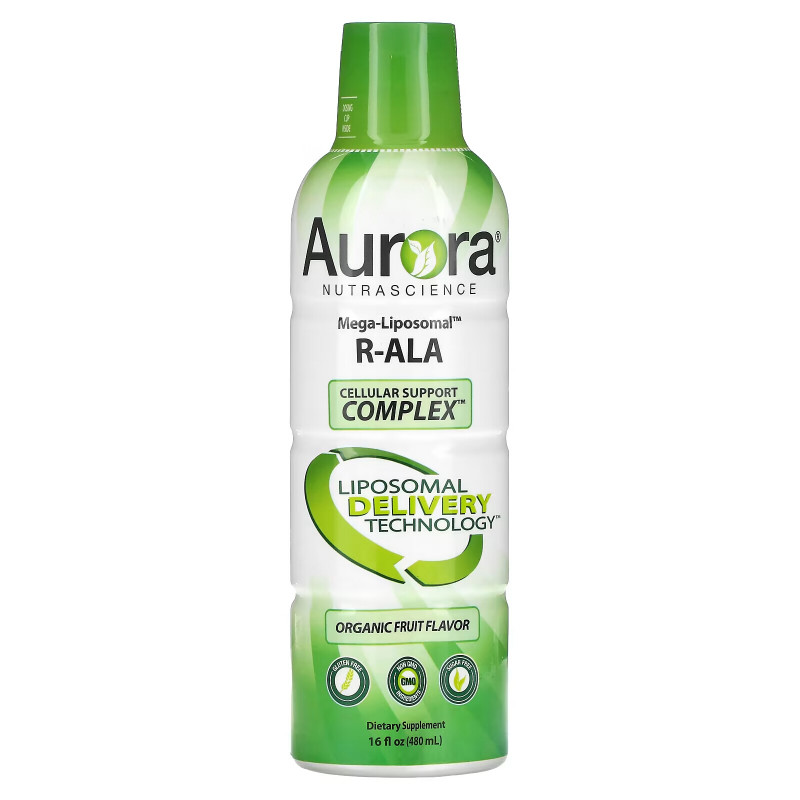 Aurora Nutrascience, Mega-Liposomal R-Alpha Lipoic Acid, органический фруктовый вкус, 750 мг, 480 мл (16 жидк. унций)