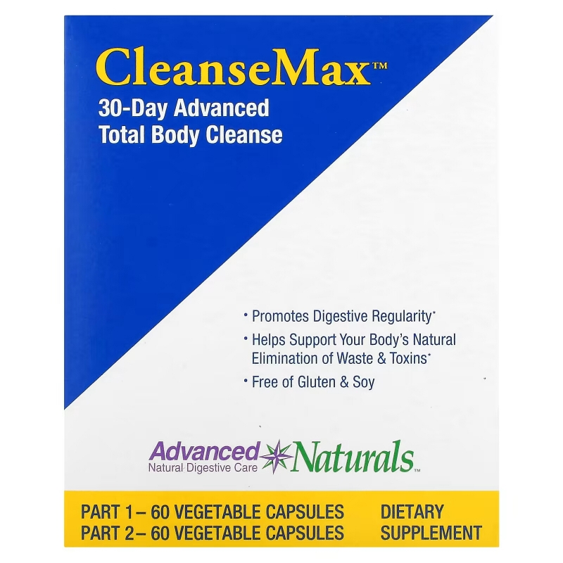 Advanced Naturals, CleanseMax, 30-Day Advanced Total Body Cleanse, 2 Bottles, 60 Vegetable Capsules Each