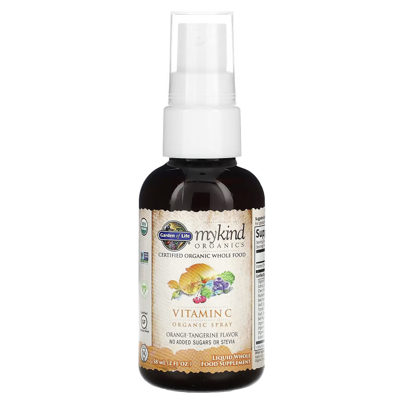 Garden of Life, mykind Organics, Vitamin C Organic Spray, Orange-Tangerine, 2 fl oz (58 ml)