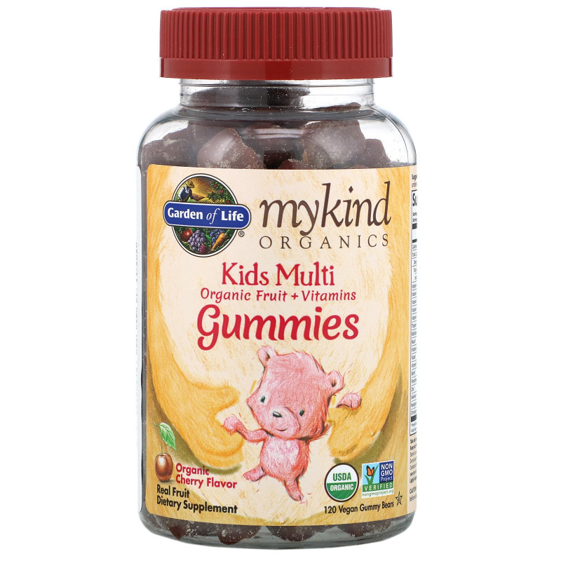 Garden of Life, Mykind Organics, Kids Multi, вишневый ароматизатор органического происхождения, 120 желейных фигурок медведей