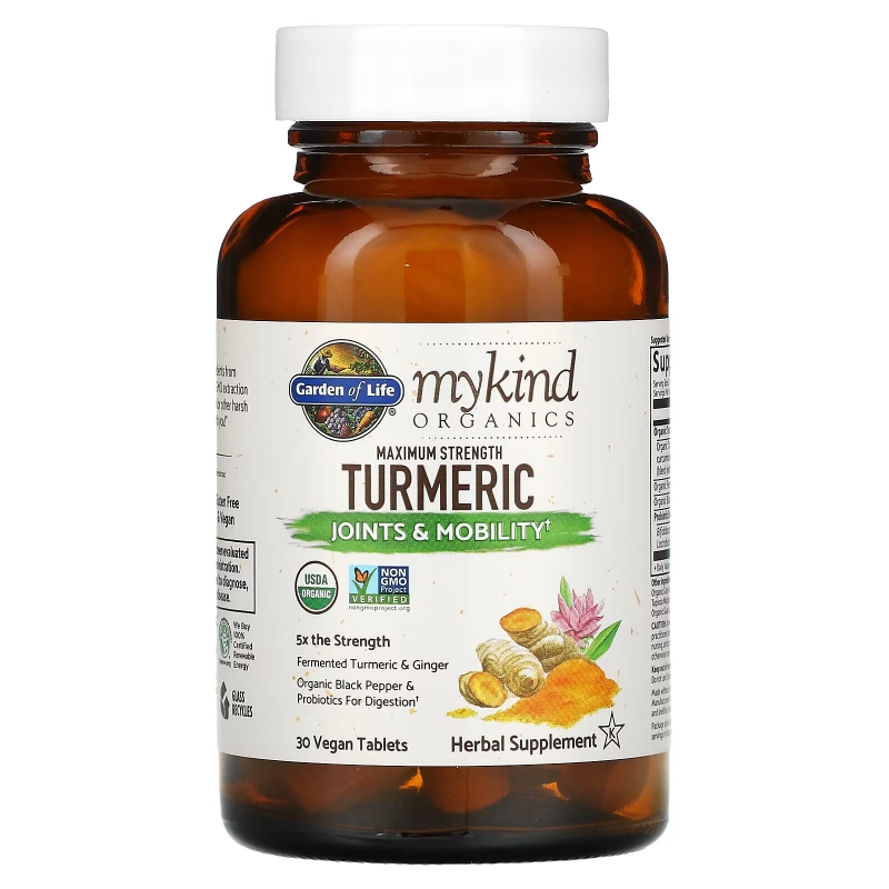 Garden of Life, MyKind Organics, Maximum Strength, Turmeric, Joints & Mobility, 30 Vegan Tablets