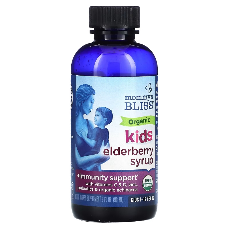 Mommy's Bliss, Kids, 1-12 Yrs, Organic Elderberry Syrup + Immunity Boost, 3 fl oz (90 ml)