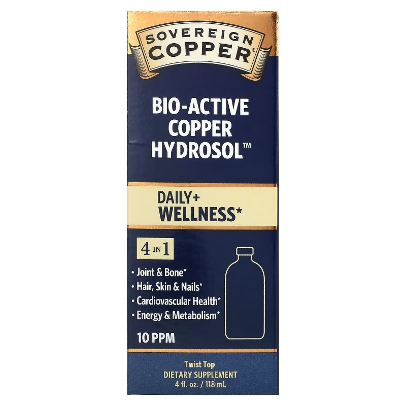 Sovereign Silver, Bio-Active Copper Hydrosol, 10 PPM, 4 fl oz (118 ml)