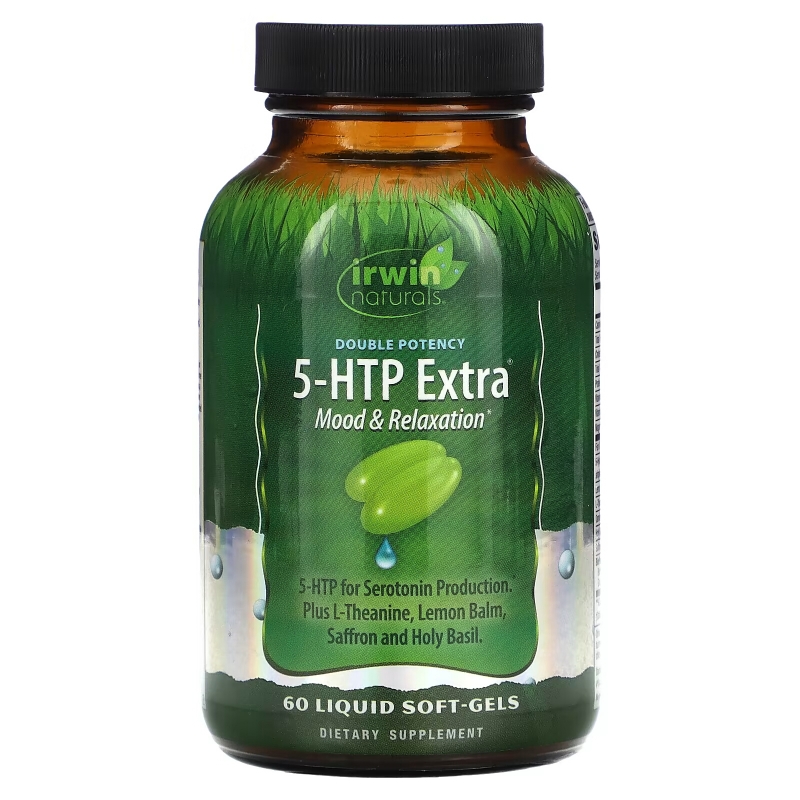 Irwin Naturals, Двойная Эффективность, 5-HTP Экстра, 60 Жидкие Гелиевые Капсулы