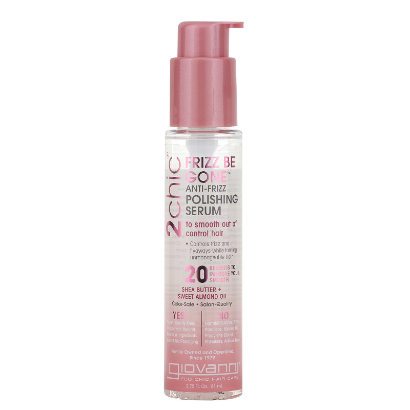 Giovanni, 2chic, Frizz Be Gone Anti-Frizz Polishing Serum, Shea Butter & Sweet Almond Oil, 2.75 fl oz (81 ml)