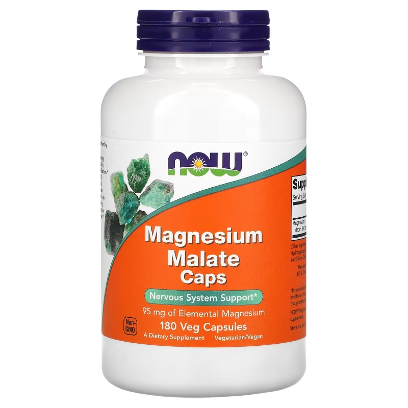 Now Foods, Magnesium Malate Caps, 180 Veg Capsules