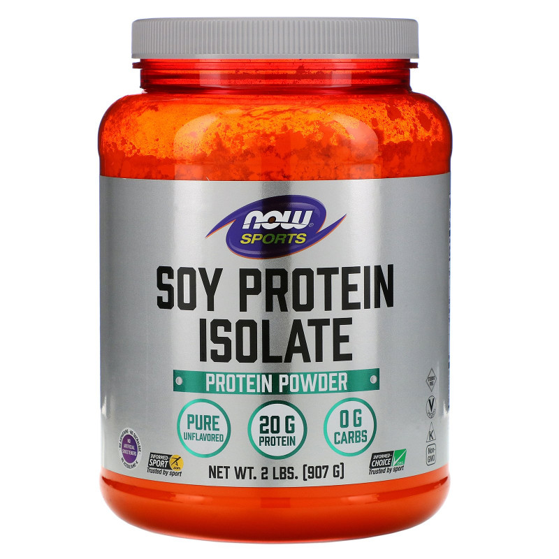 Now Foods, Спортивное питание, Изолят соевого протеина, натуральный вкус, 2 фунта (907 г)