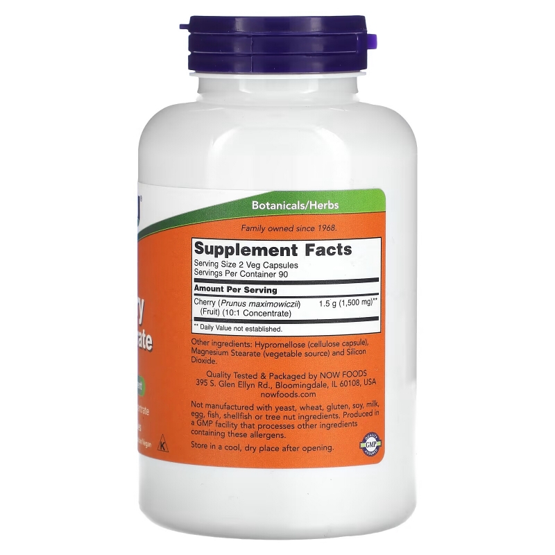 Now Foods Black Cherry Fruit 750 мг 180 вегетарианских капсул