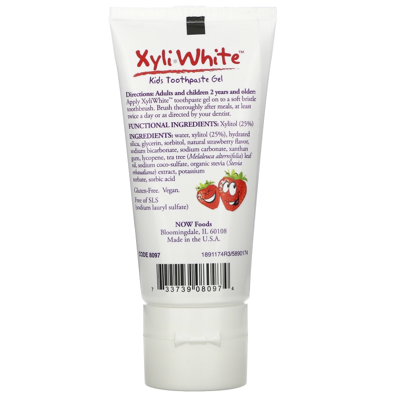 Now Foods Детский гель для зубов XyliWhite без фтора клубничный вкус 3.0 унций (85 г)