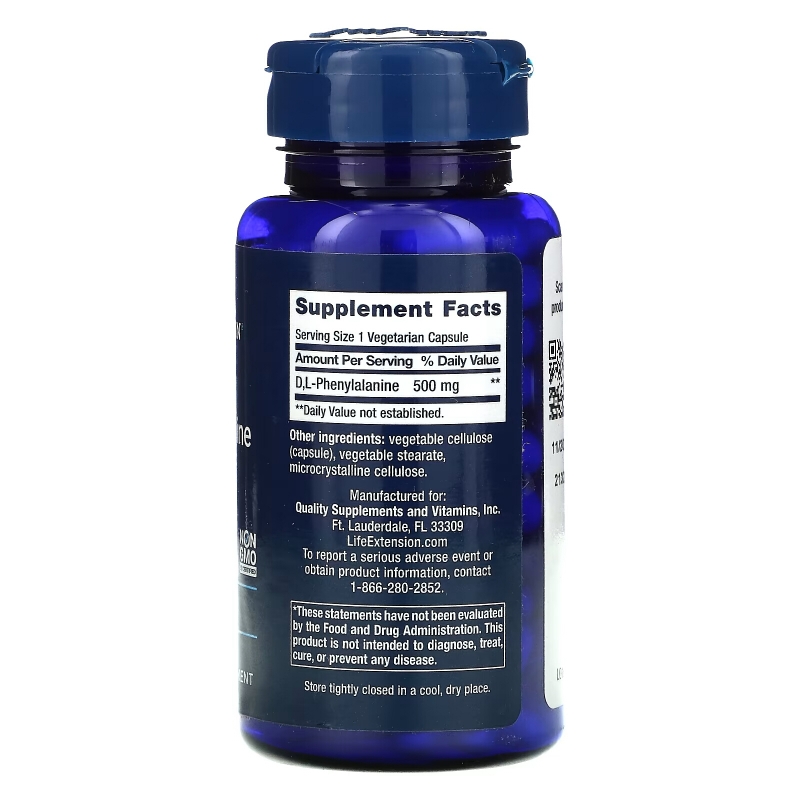 Life Extension, DL Phenyalanine, 500mg, 100 caps