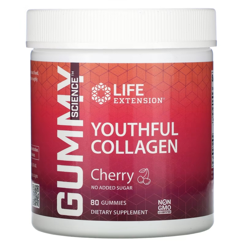 Life Extension, Youthful Collagen, Cherry, 80 Gummies