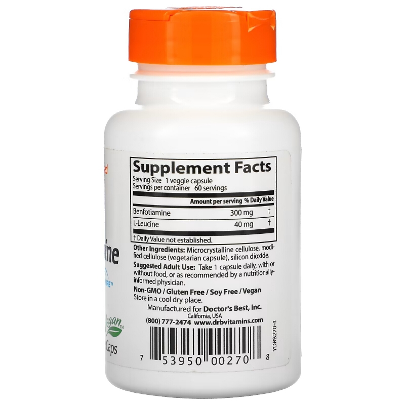 Doctor's Best, Benfotiamine with BenfoPure , 300 mg, 60 Veggie Caps