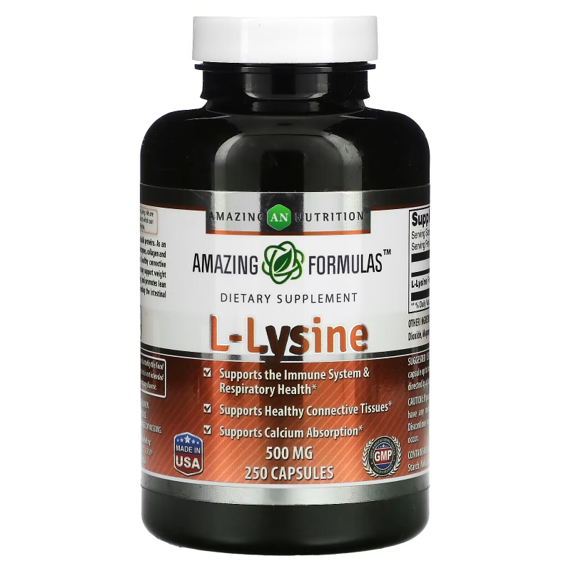 Amazing Nutrition, L-Lysine, 500 mg, 250 Capsules