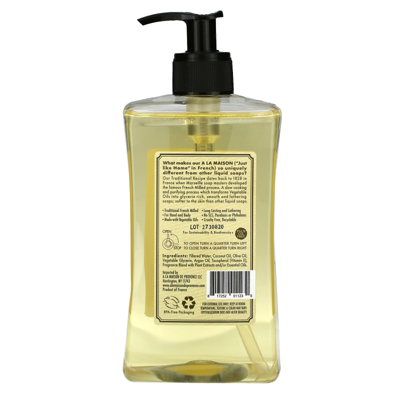 A La Maison de Provence Hand and Body Liquid Soap Sweet Almond 16.9 fl oz (500 ml)