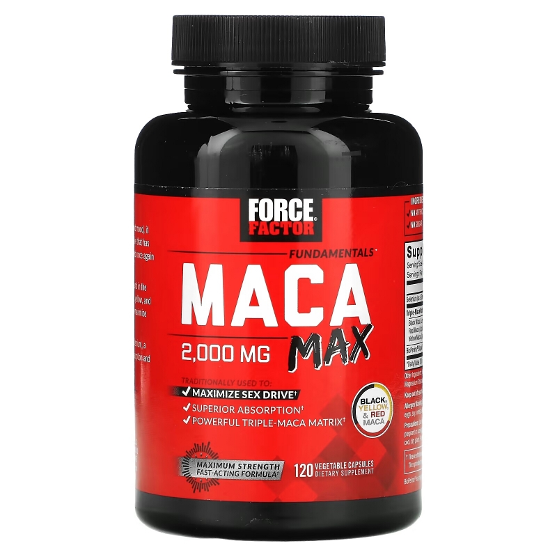 Force Factor, Fundamentals, Maca Max, 500 mg, 120 Vegetable Capsules