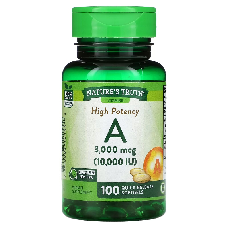 Nature's Truth, High Potency Vitamin A, 3,000 mcg (10,000 IU), 100 Quick Release Softgels