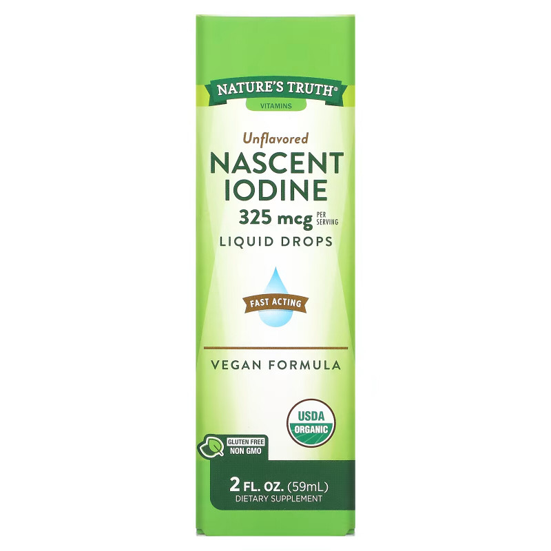 Nature's Truth, Vitamins, Nascent Iodine, Liquid Drops, Unflavored, 325 mcg, 2 fl oz (59 ml)