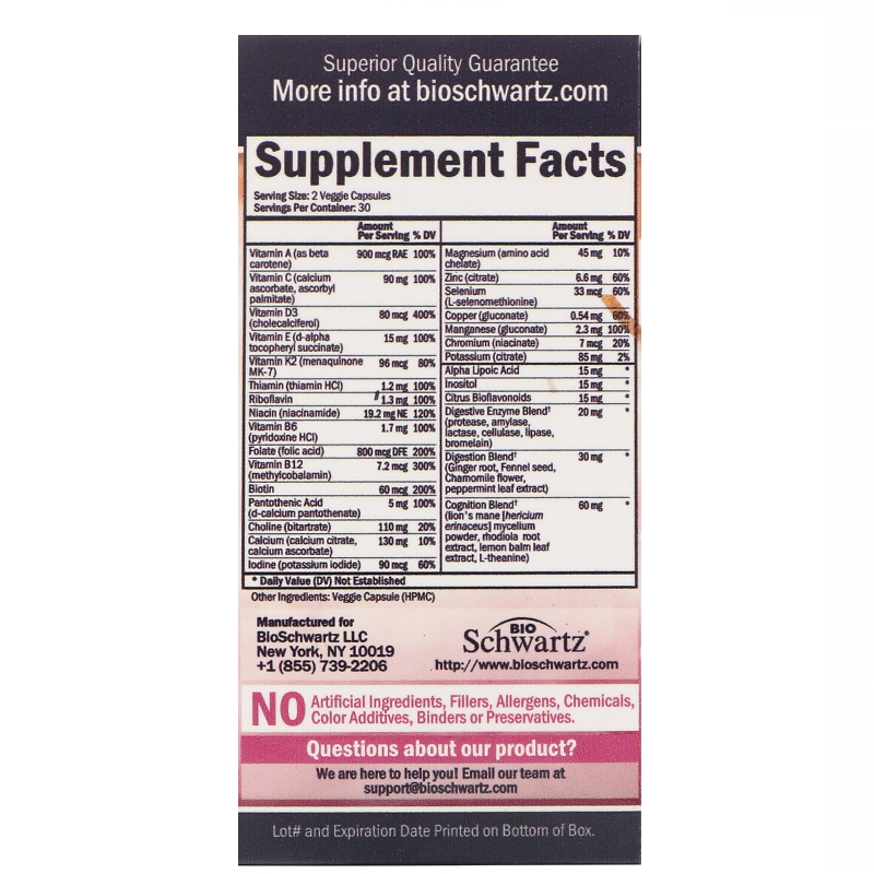 BioSchwartz, Advanced Formula Women's 50+ Multivitamin, 60 Veggie Caps