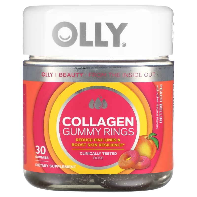 OLLY, Collagen Gummy Rings, Peach Bellini, 30 Gummies