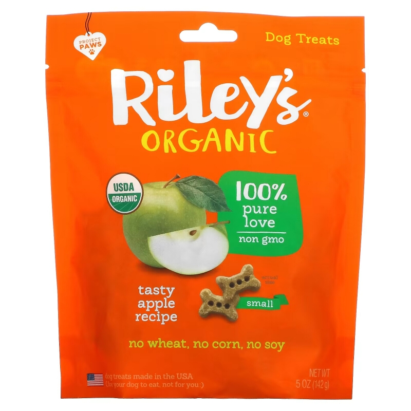 Riley’s Organics, Dog Treats, Small Bone, Tasty Apple Recipe, 5 oz (142 g)