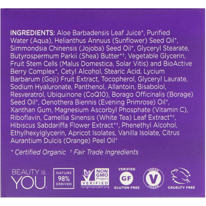 Andalou Naturals Выравнивающий крем с супер годжи и пептидами, антиоксидантный крем для омоложения кожи лица, 17 жидкой унции (50 мл)