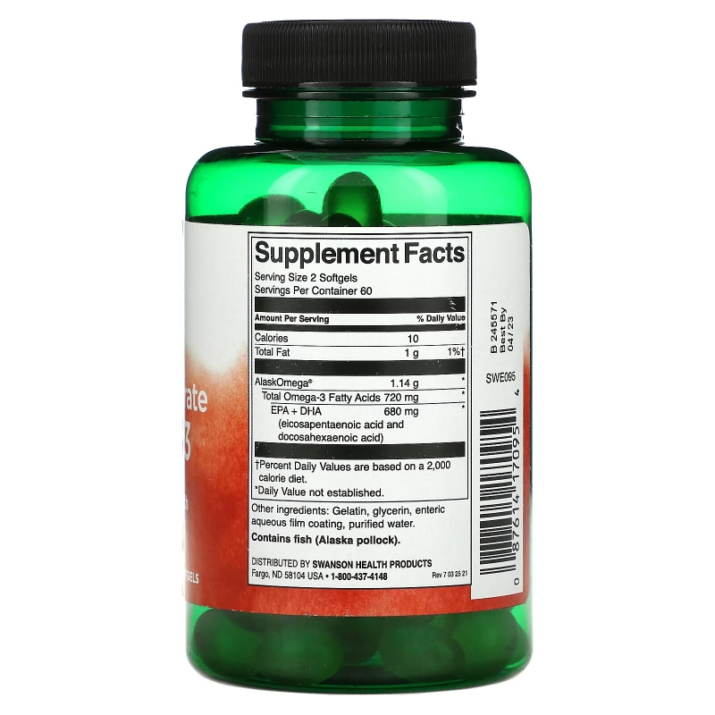 Swanson, High Concentrate Omega-3, 120 Mini Softgels