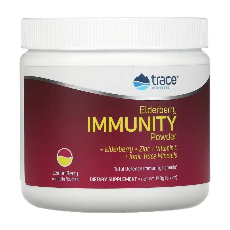 Trace Minerals ®, Elderberry Immunity Powder, Lemon Berry, 6.7 oz (190 g)