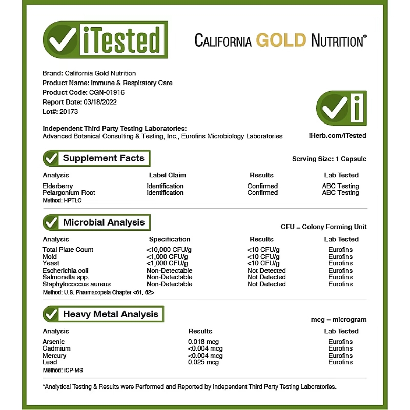 California Gold Nutrition, Immune & Respiratory Care, 90 Veggie Capsules